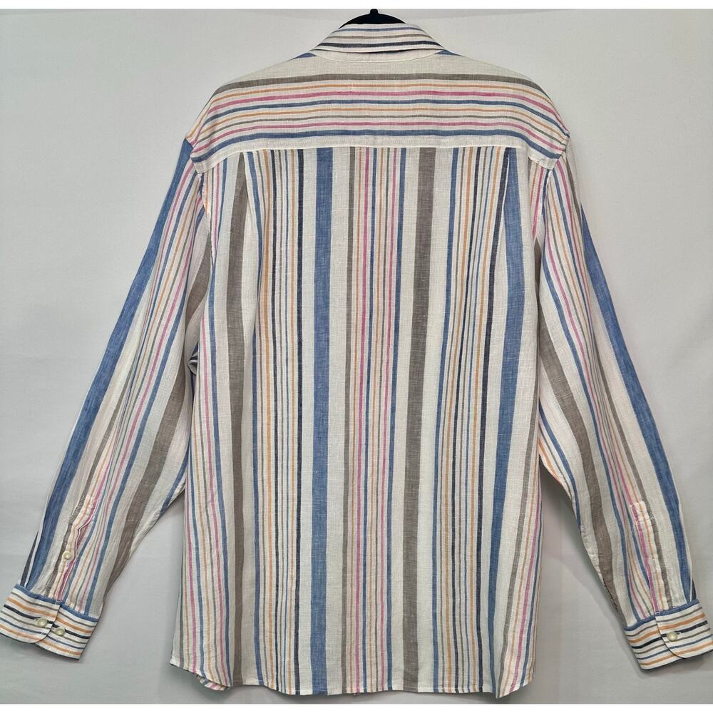Tommy Bahama Striped 100% Linen Button Up Shirt Multi Color Long Sleeve Size XL - Picture 3 of 12